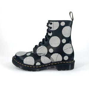 Women's 8 - Dr. Martens 26876 Jadon Polka-Dot Smooth Leather Boots Black White